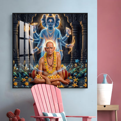 Divine Swami Samarth Premium Acrylic Square Wall Art