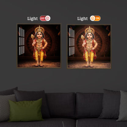 Divine Lord Murugan Modern Luxury Backlight Square Wall Art