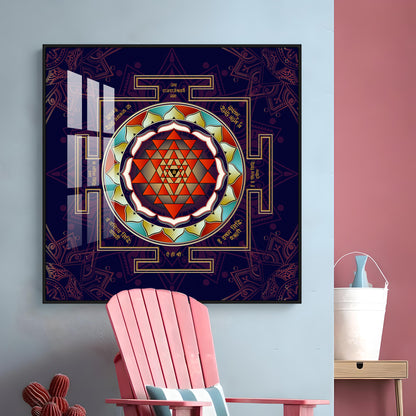 Laxmi Shri Yantra Premium Acrylic Square Wall Art