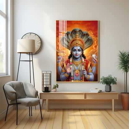 Lord Vishnu Premium Acrylic Vertical Wall Art