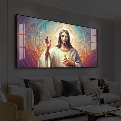 God Jesus Modern Luxury Backlight Horizontal Wall Art