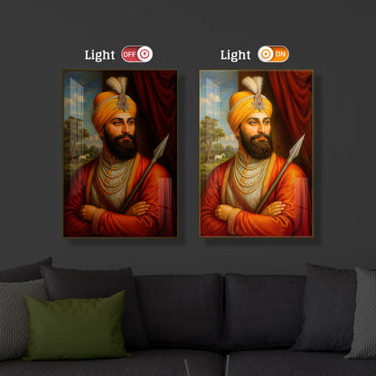 Prestigious Guru Gobind Singh Ji Modern Luxury Backlight Vertical Wall Art