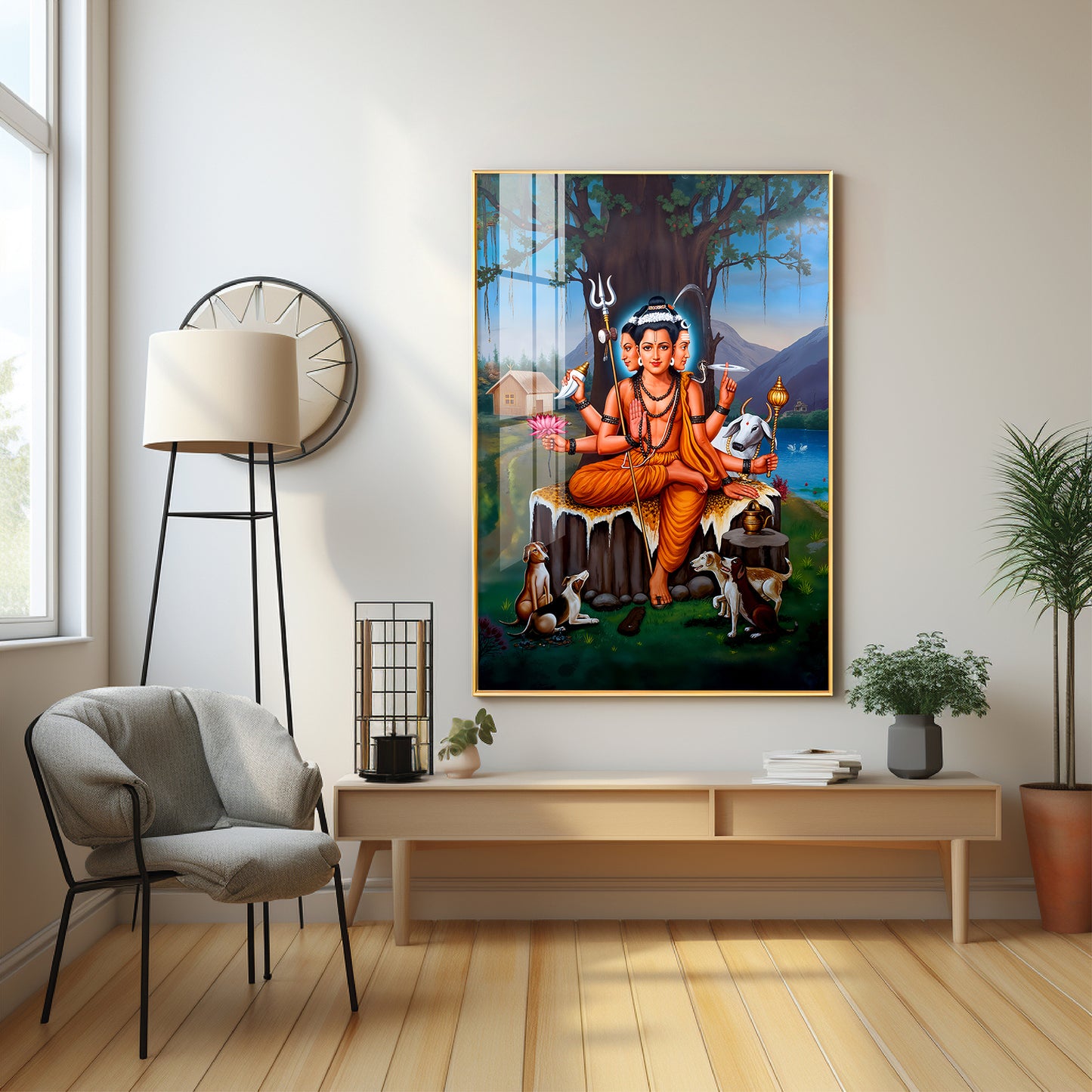 Lord Dattatreya Portray Premium Acrylic Vertical Wall Art