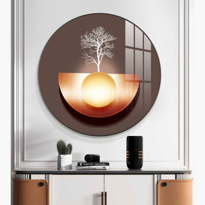 Reflective Arbor Premium Acrylic Round Wall Art