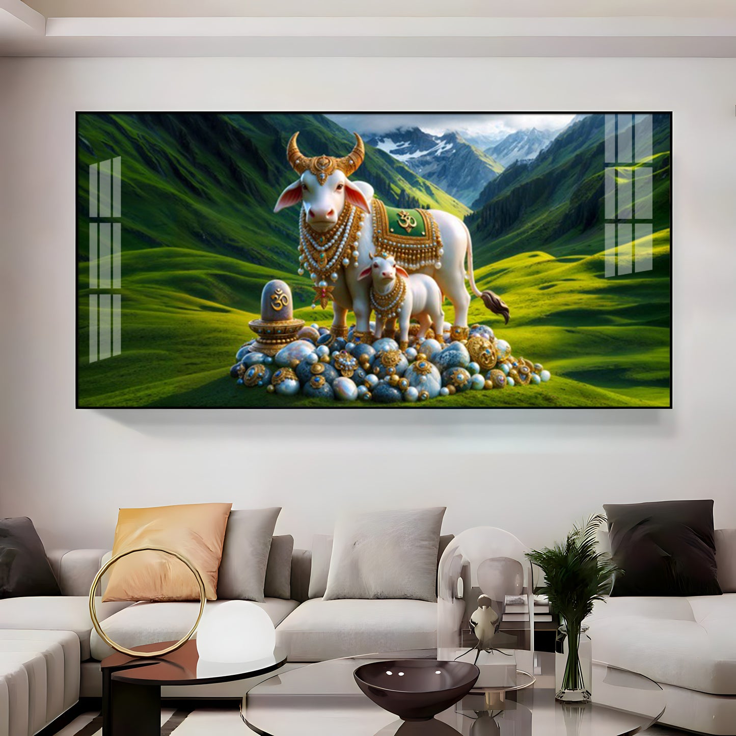 Sacred Nandi In Valley Premium Acrylic Horizontal Wall Art