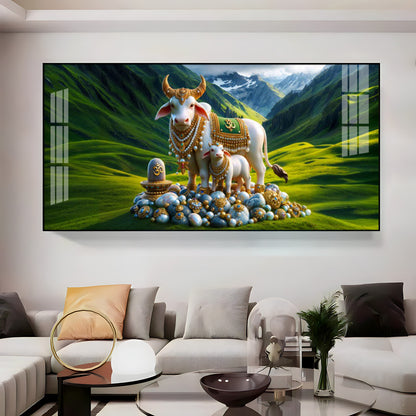 Sacred Nandi In Valley Premium Acrylic Horizontal Wall Art