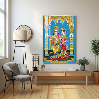 Divine Radha and Krishna Premium Acrylic Vertical Wall Art