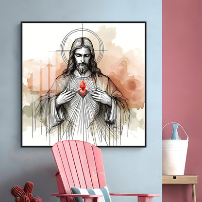 Sketch Spirit of Jesus Premium Acrylic Square Wall Art