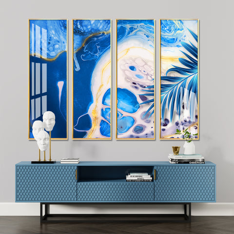 Art of Blue Premium Acrylic Vertical Wall Art (set of 4)