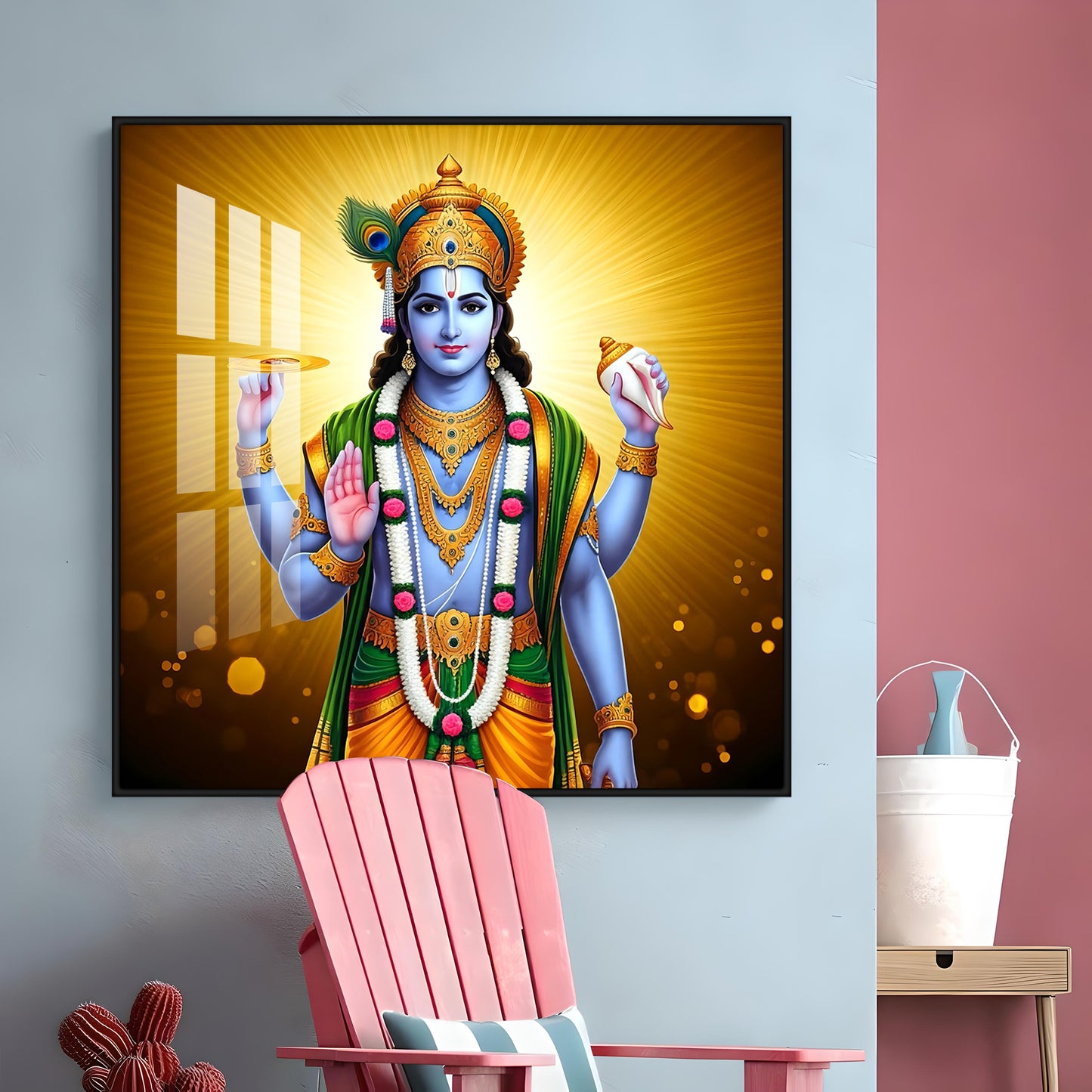 Ethereal Presence Of Lord Krishna Premium Acrylic Square Wall Art