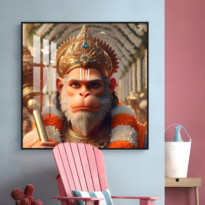 Ram Bhakt Hanuman Premium Acrylic Square Wall Art