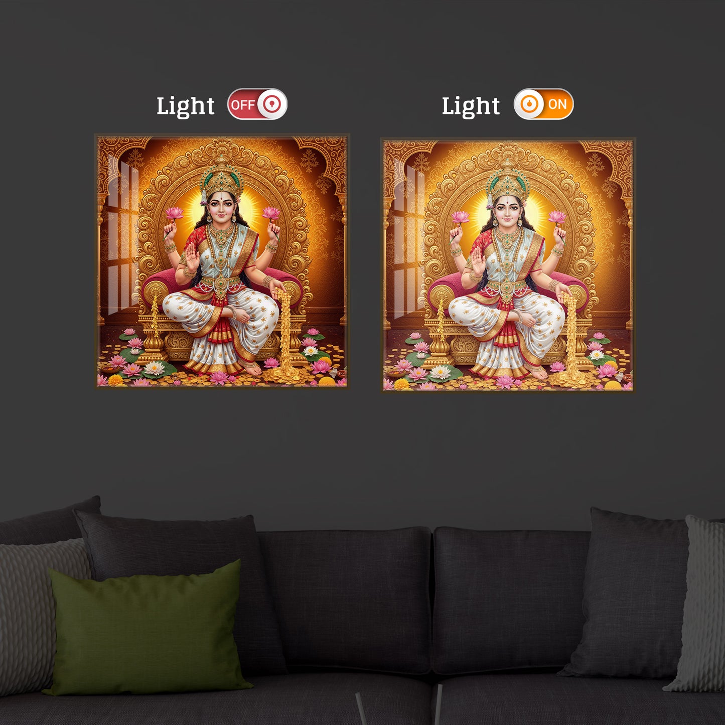 Maa Laxmi Modern Luxury Backlight Square Wall Art