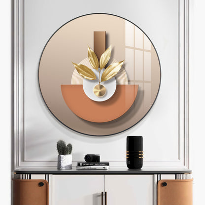 Leafy Luxe Vase Premium Acrylic Round Wall Art