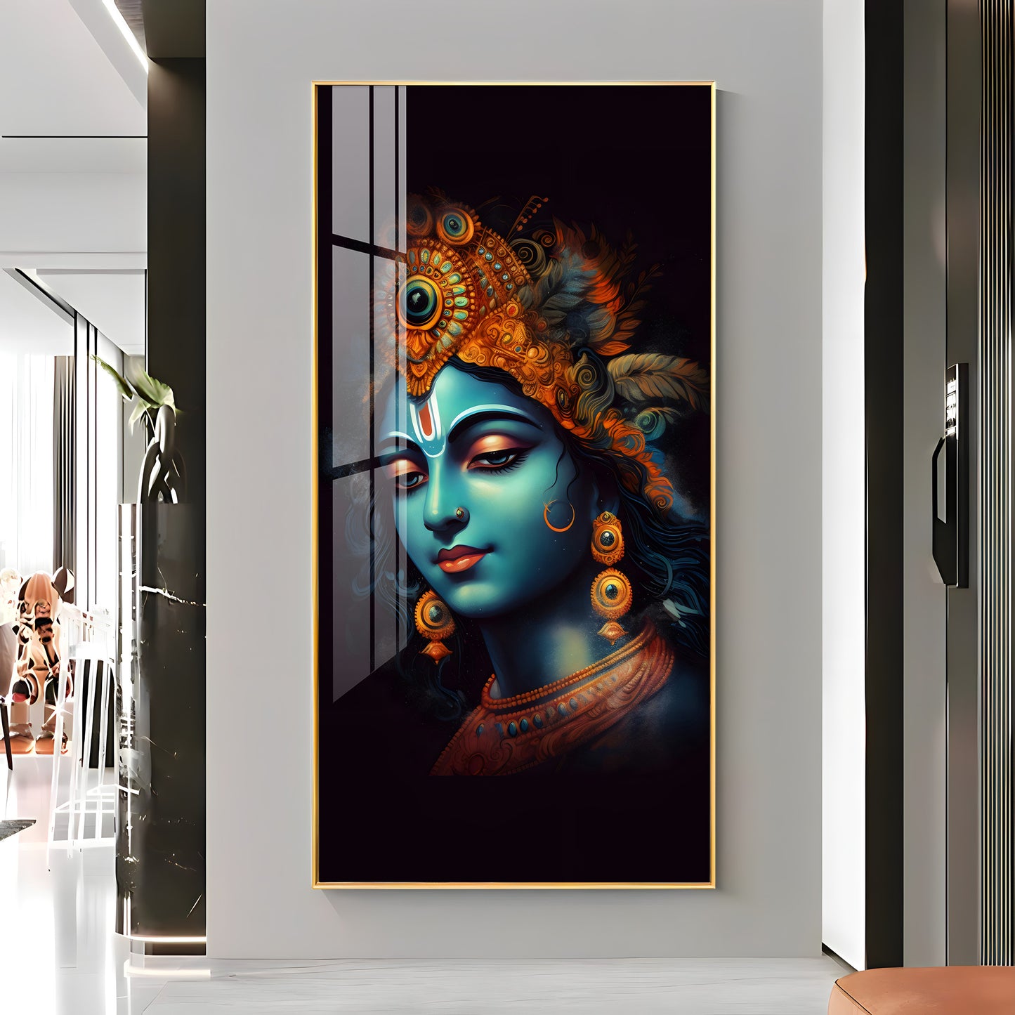 Lord Shree Krishna Premium Acrylic Vertical Wall Art