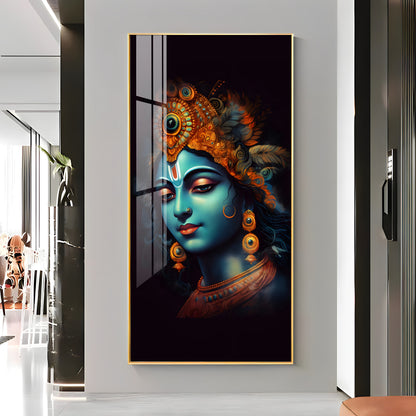 Lord Shree Krishna Premium Acrylic Vertical Wall Art