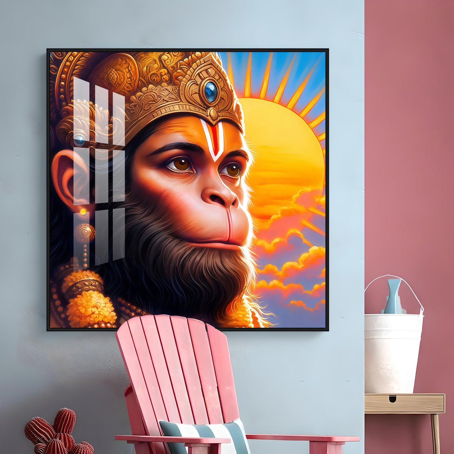 Jai Shri Bajarang Bali Premium Acrylic Square Wall Art