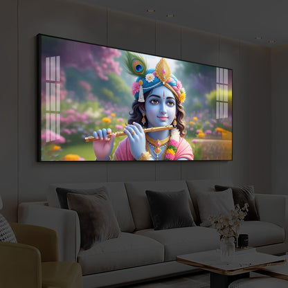 Krishna Ji Modern Luxury Backlight Horizontal Wall Art