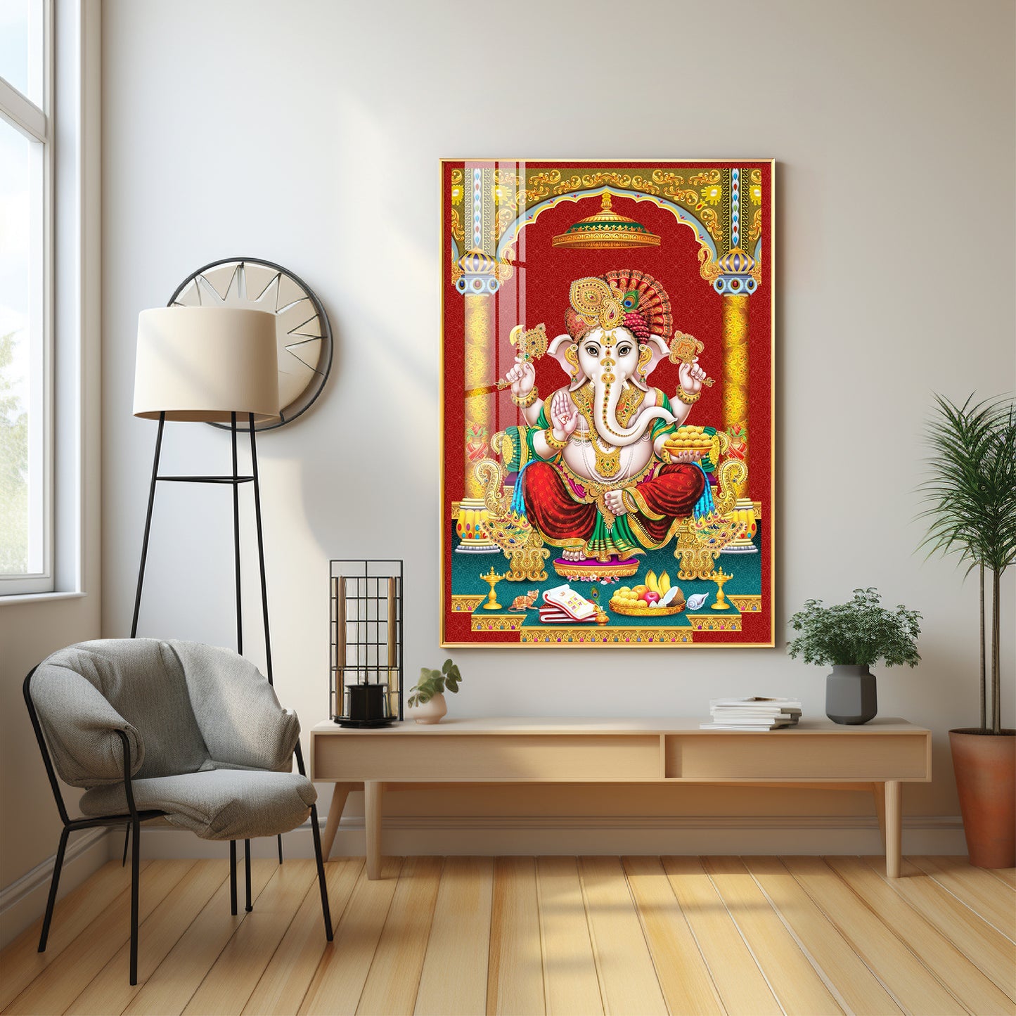 Majestic Lord Ganesha Premium Acrylic Vertical Wall Art