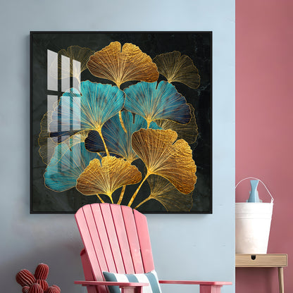 Auspicious Ginkgo Leaf Premium Acrylic Square Wall Art