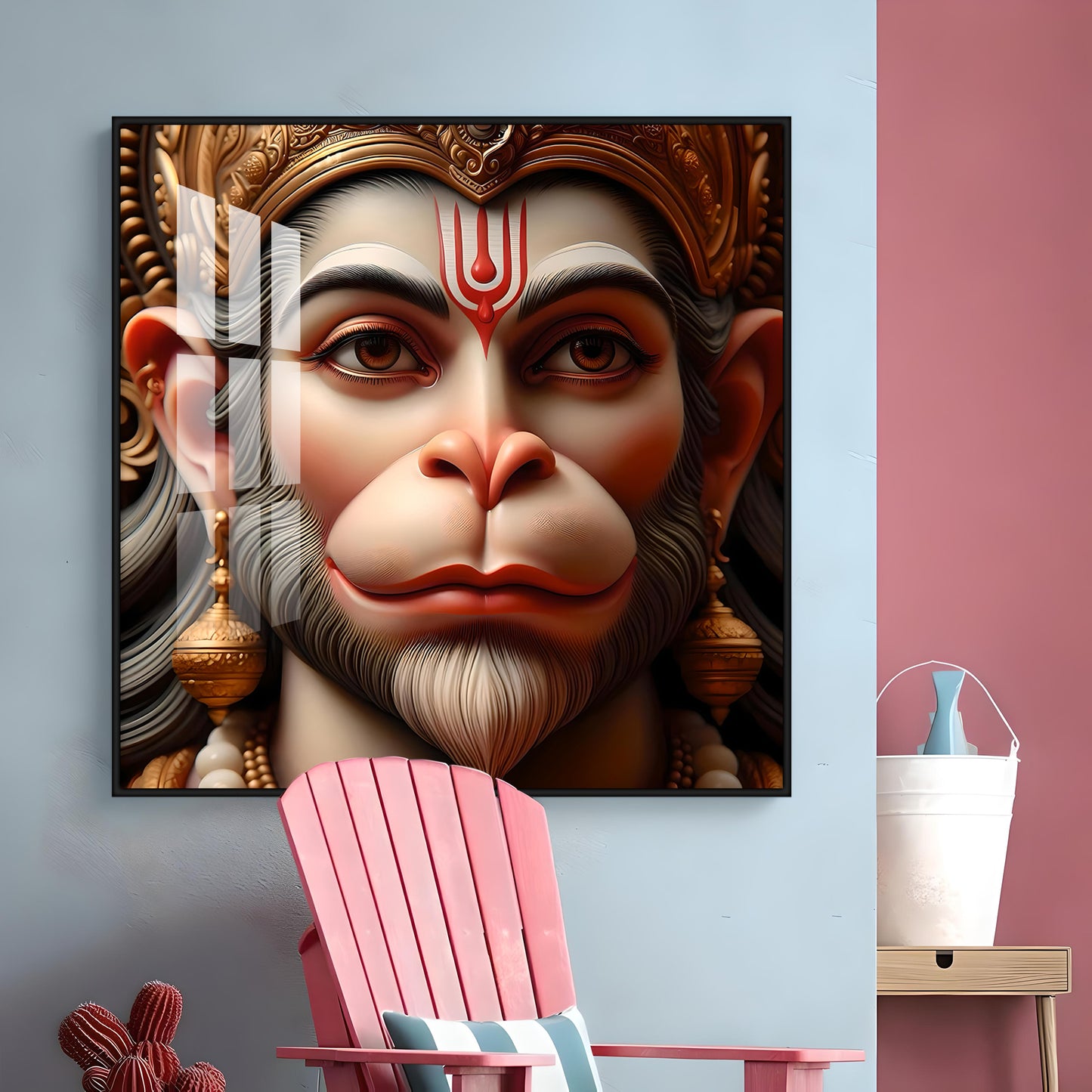 Lord Hanuman Premium Acrylic Square Wall Art