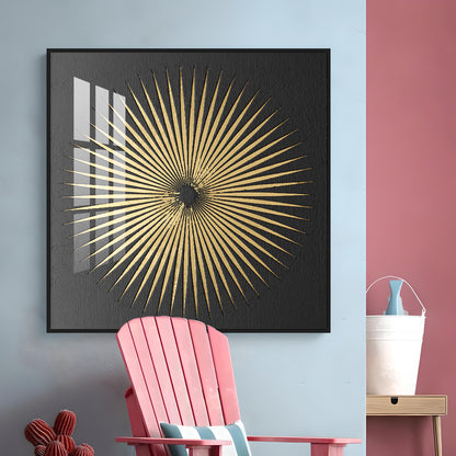 Spiky Golden Circle Premium Acrylic Square Wall Art