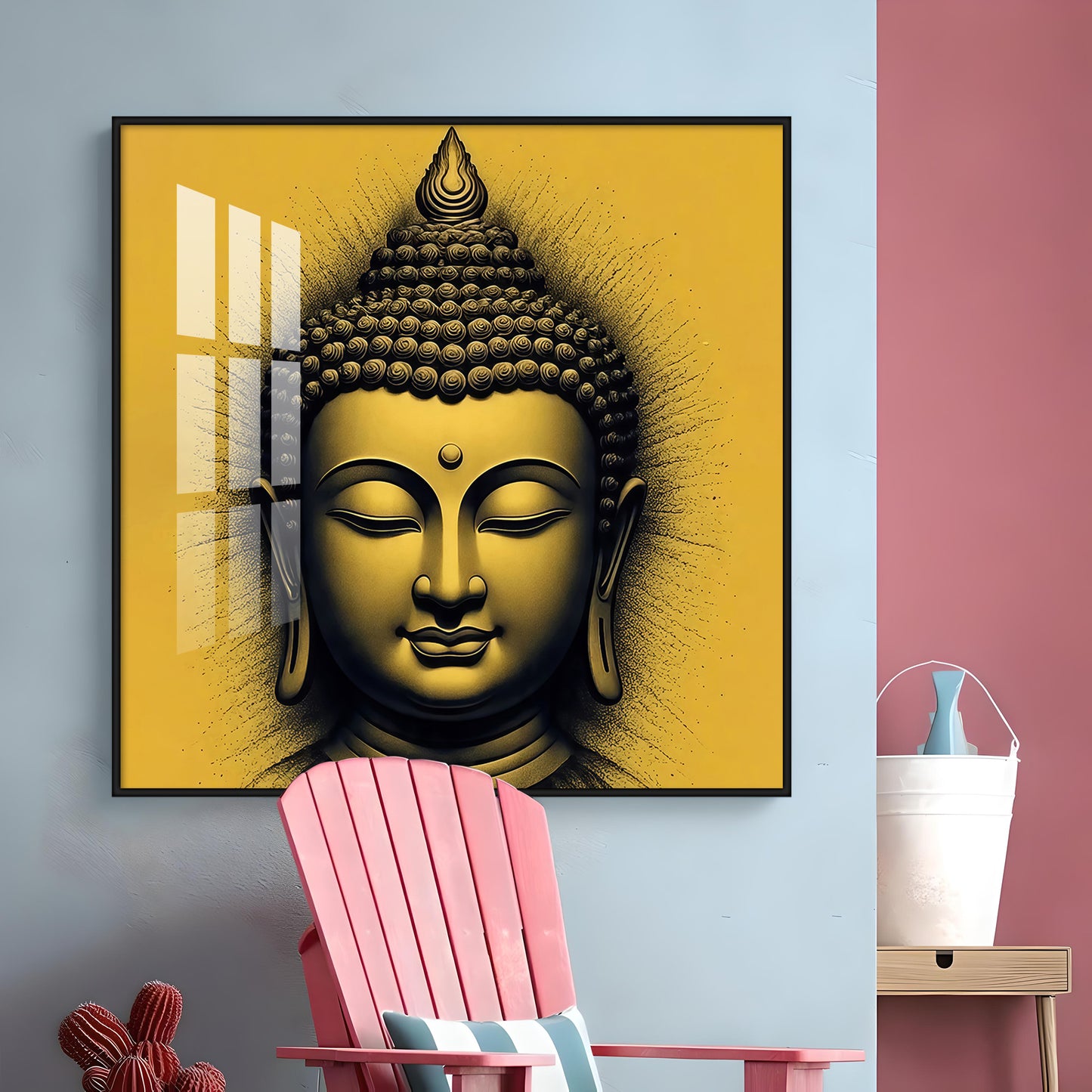 Lord Buddha Blessing Premium Acrylic Square Wall Art