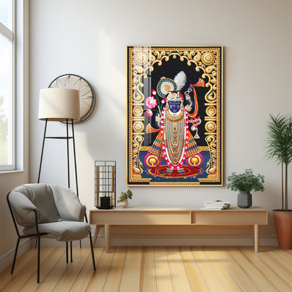 Celestial Krishna Premium Acrylic Vertical Wall Art