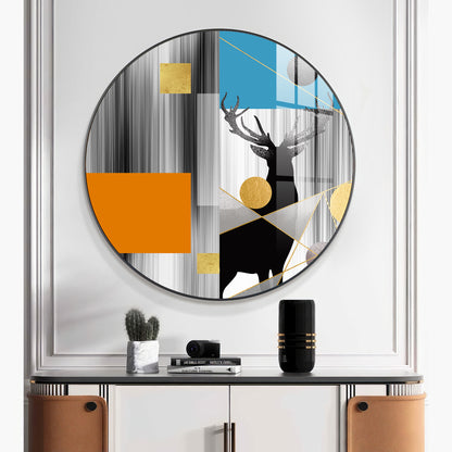 Circular Deer Premium Acrylic Round Wall Art