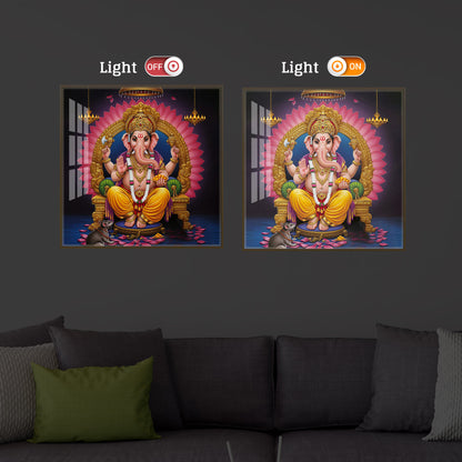 Divine Ganesh JI Modern Luxury Backlight Square Wall Art