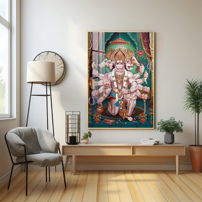 Celestial Guardian Lord Hanuman Premium Vertical Acrylic Wall Art