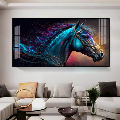 Neon Horse Premium Acrylic Horizontal Wall Art