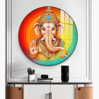 Lord Ganesha Premium Acrylic Round Wall Art
