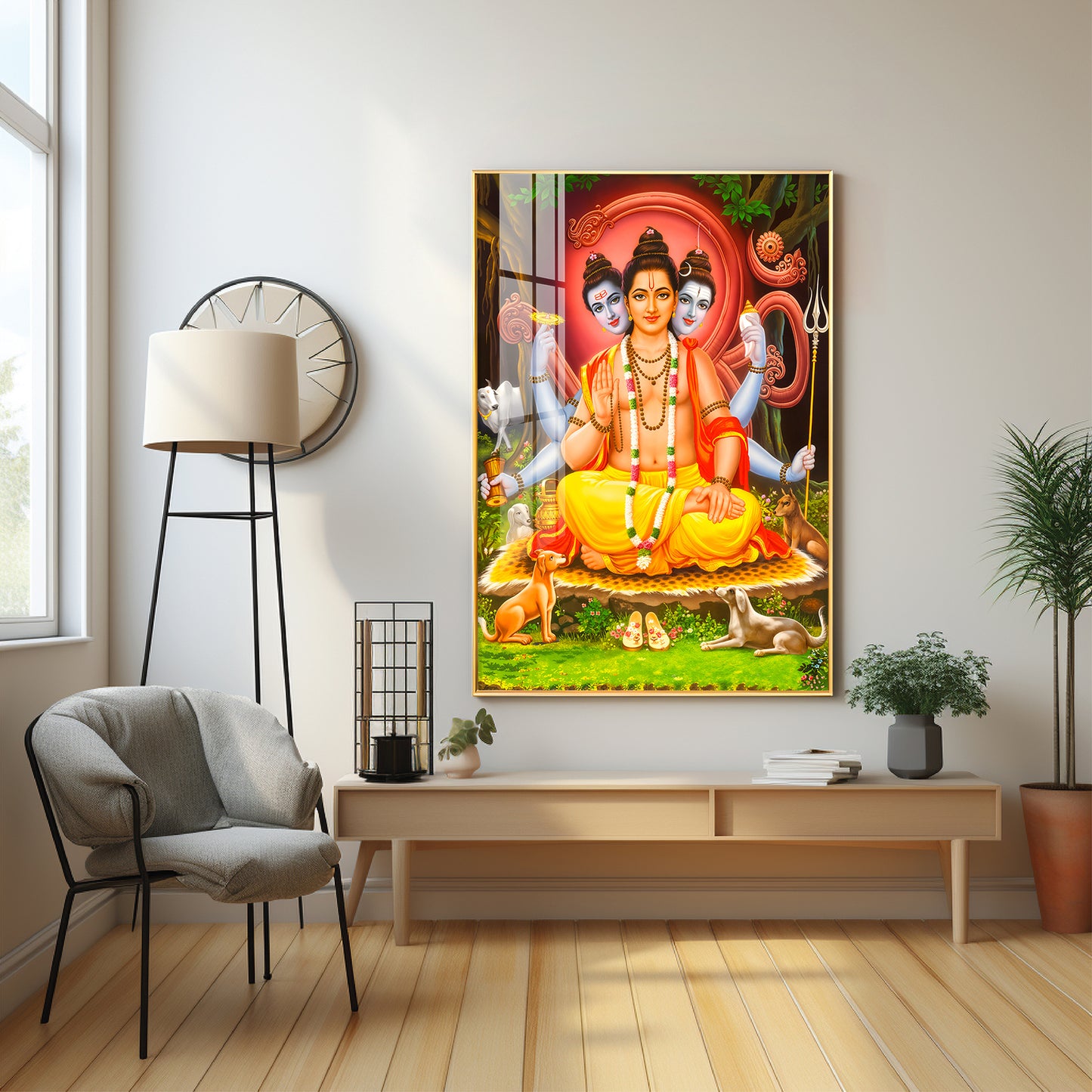 Lord Dattatreya Premium Acrylic Vertical Wall Art