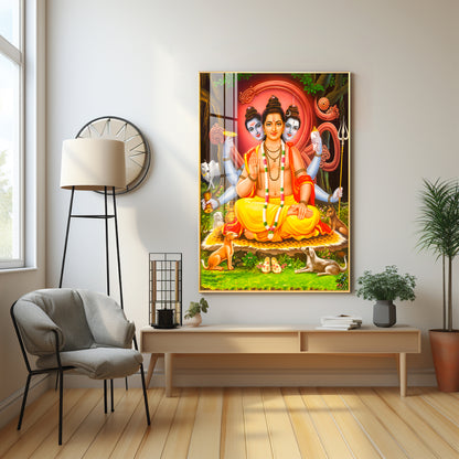 Lord Dattatreya Premium Acrylic Vertical Wall Art