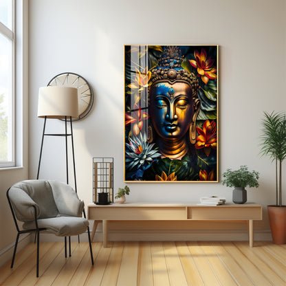 Lord Buddha Face Premium Acrylic Vertical Wall Art