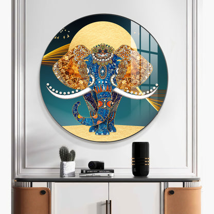 Elephant Mural Premium Acrylic Round Wall Art