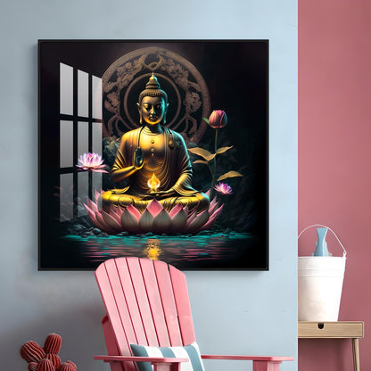 Namo Buddhay Premium Acrylic Square Wall Art