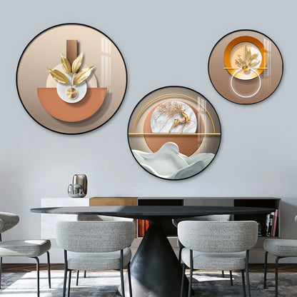 Golden Plant Puups Premium Acrylic Round Wall Art (Set of 3)