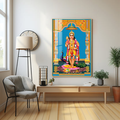 God Murugan Kartikeya Premium Acrylic Vertical Wall Art