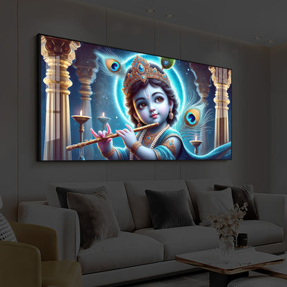 Bal Krishna Ji Modern Luxury Backlight Horizontal Wall Art
