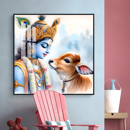 Shree Krishna Govind Premium Acrylic Square Wall Art