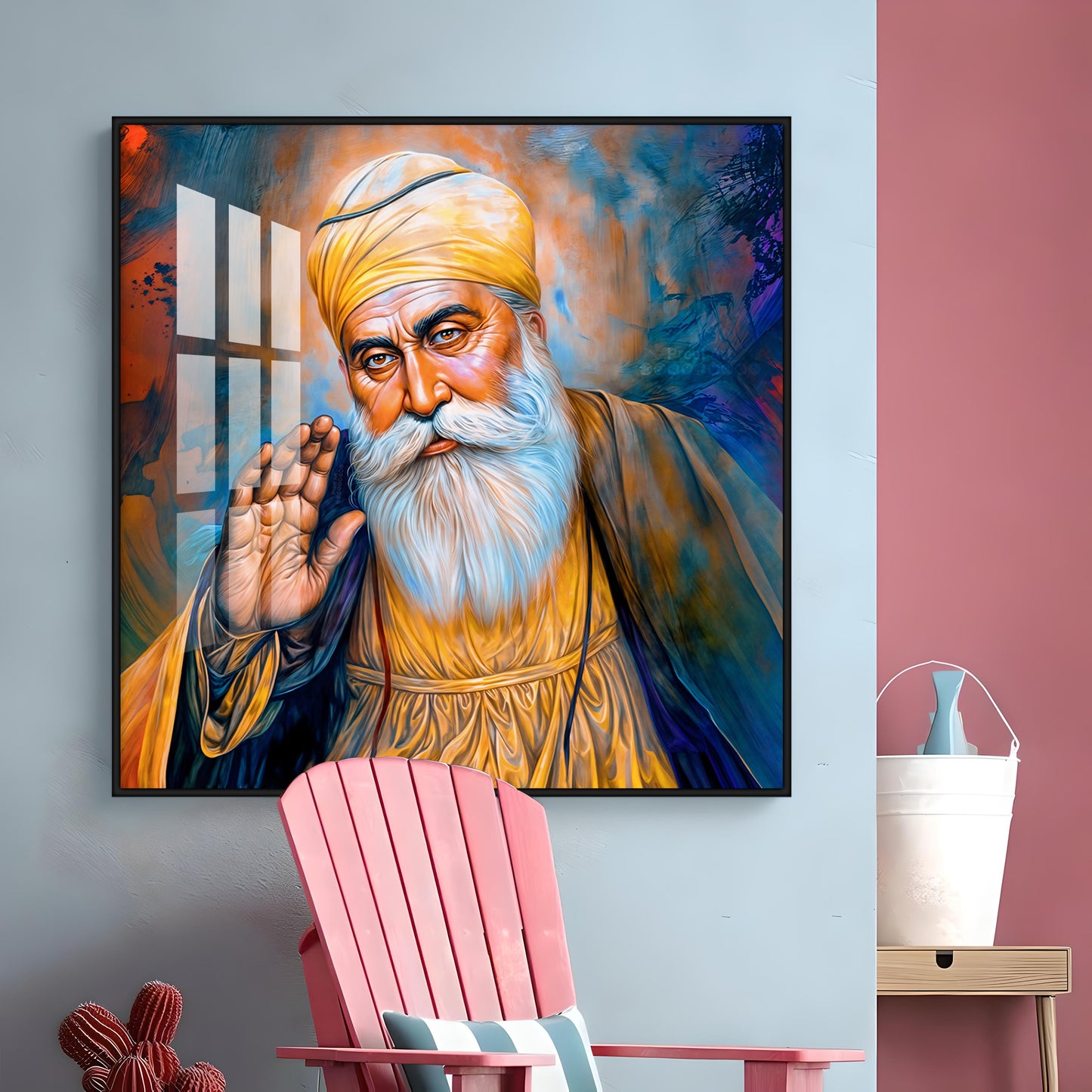 Abstract of Guru Nanak Dev Ji Premium Acrylic Square Wall Art