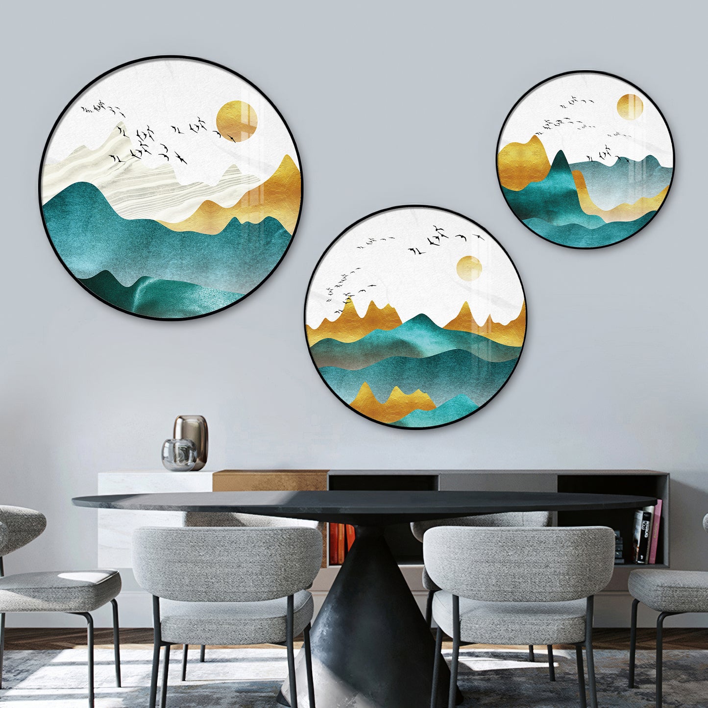 Mountain Scenery Premium Acrylic Round Wall Art (Set of 3)