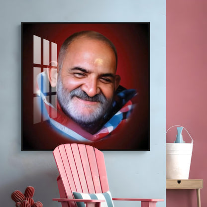 Neem Karoli Baba Maharaj Premium Acrylic Square Wall Art