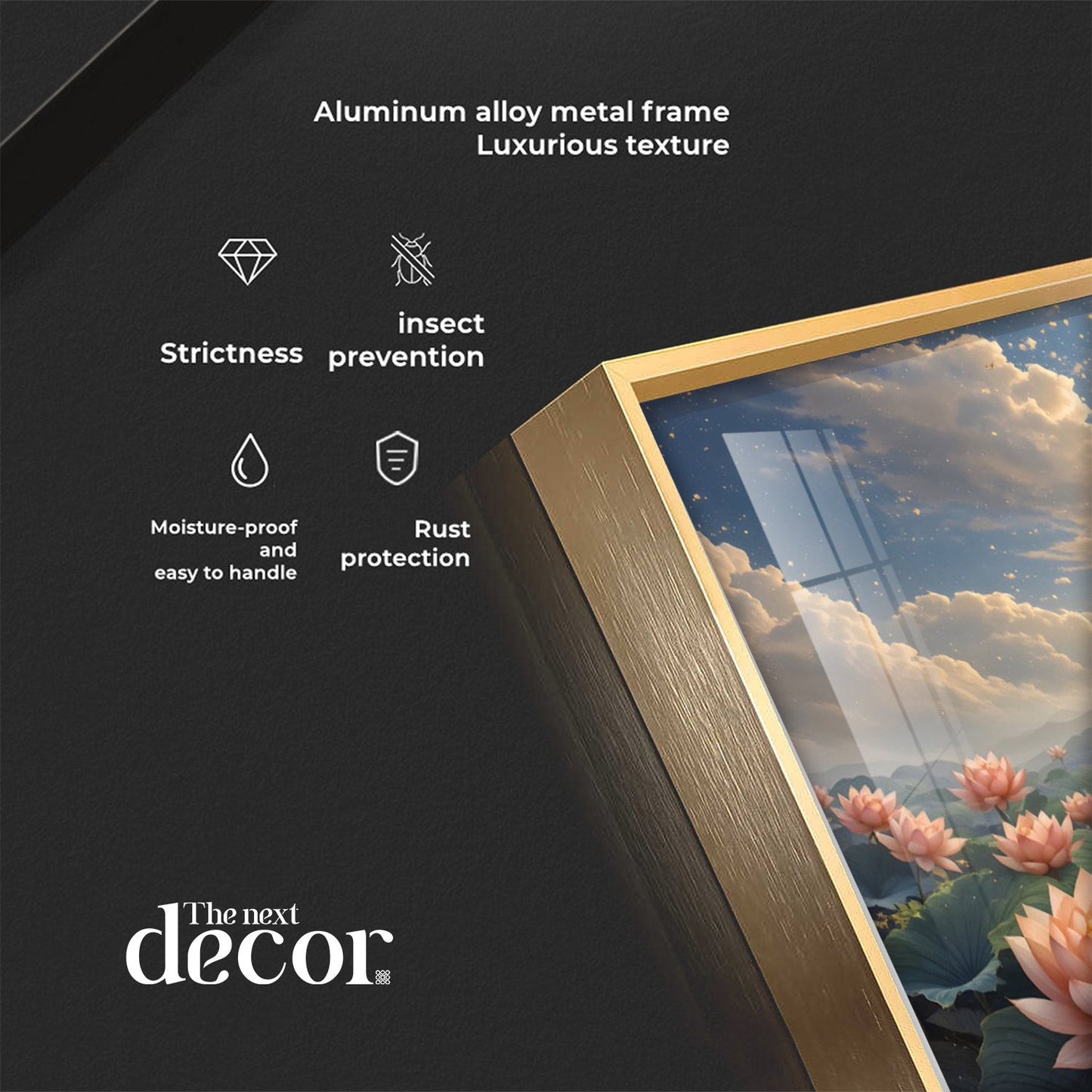 Peaceful Buddha On Lotus Premium Acrylic Horizontal Wall Art - 40X20 inches / Gold