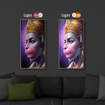 Jai Shri Hanuman Modern Luxury Backlight Vertical Wall Art