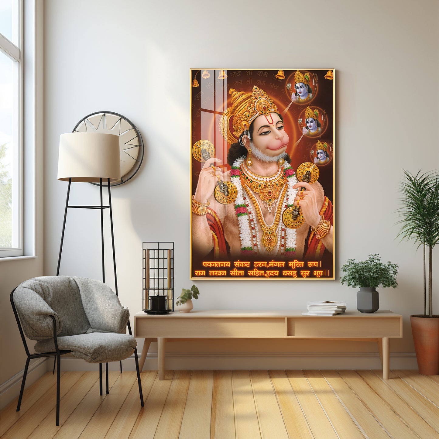 Wisdom of Hanuman Premium Vertical Acrylic Wall Art