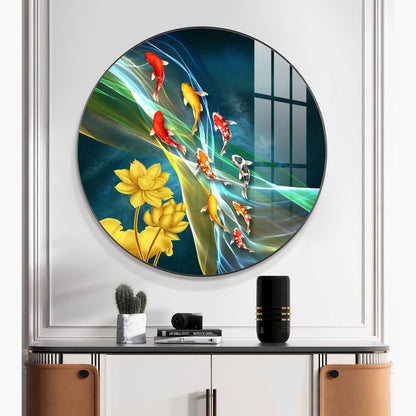 Aquatic Harmony Premium Acrylic Round Wall Art