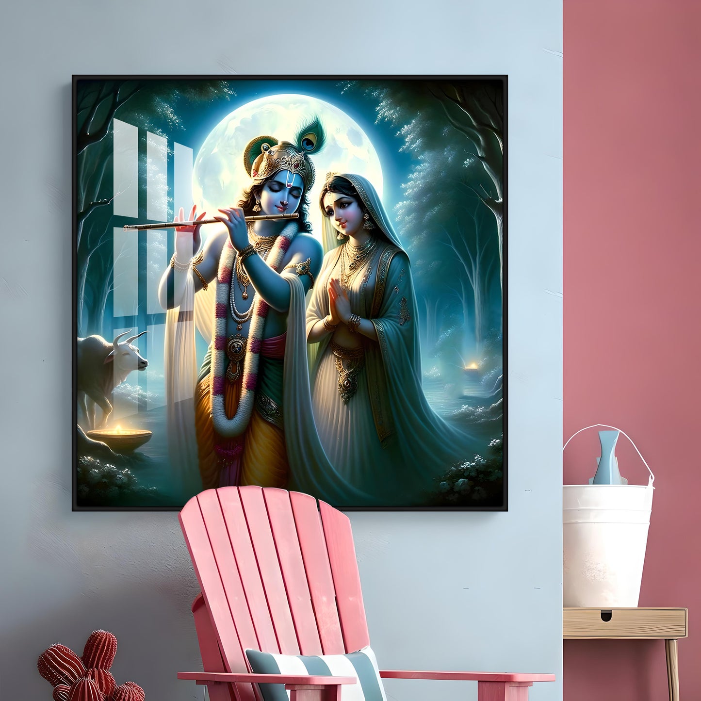 Jai Shree Radhekrishna Premium Acrylic Square Wall Art