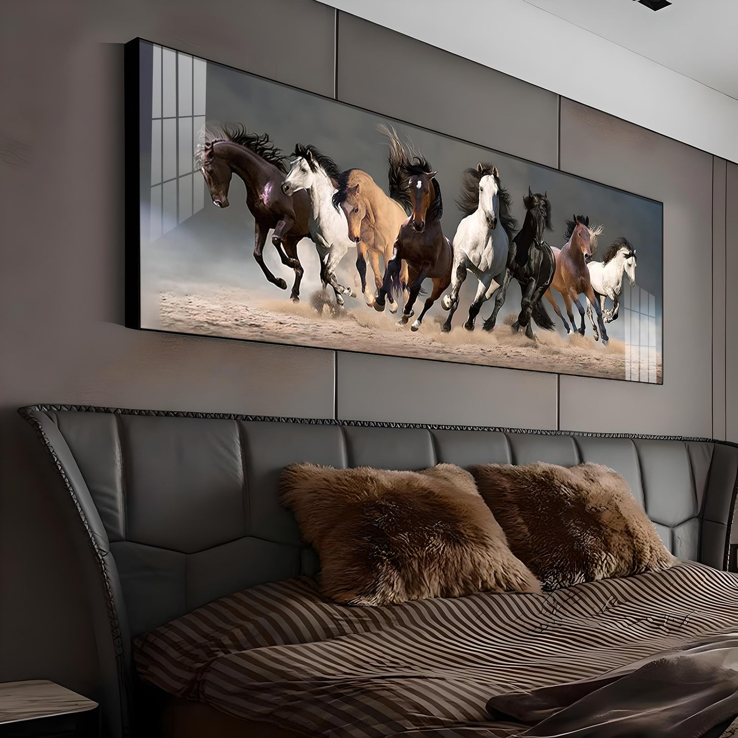 Running Horses Premium Acrylic Horizontal Wall Art